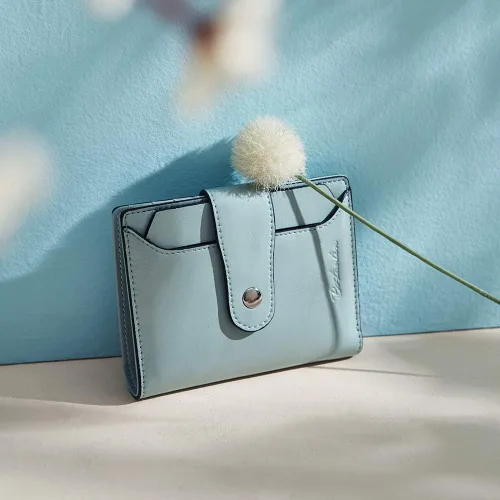 Vista 2 de BOSTANTEN Cartera de piel para mujer, con bloqueo RFID, pequeña, plegable, con bolsillo con cremallera, tarjetero, con ventana de identificación