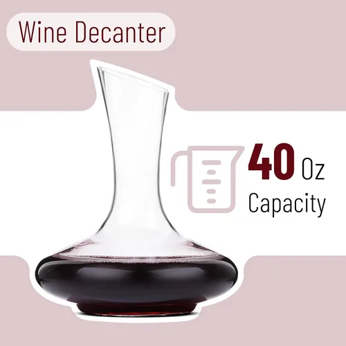 Vista 2 de BTAT - Decantador de vino, 40 onzas, pequeño, decantadores de vino y jarras para regalos