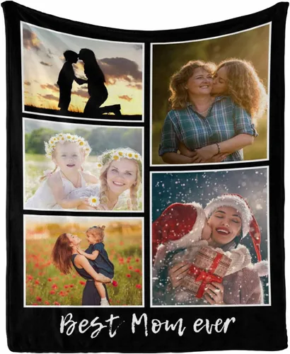 Vista 18 de InterestPrint Manta con foto, regalos personalizados para mamá, manta de collage de fotos personalizada para mamá de hija e hijo para cumpleaños