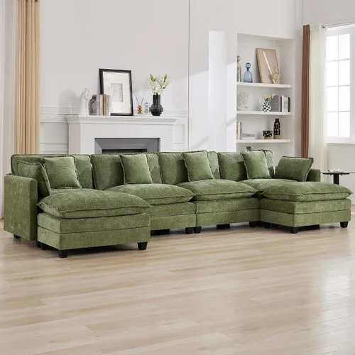 Vista 101 de Sofá modular en forma de nube de 113 pulgadas, sofás de asiento profundo de gran tamaño para sala de estar, sofá modular tapizado de chenilla
