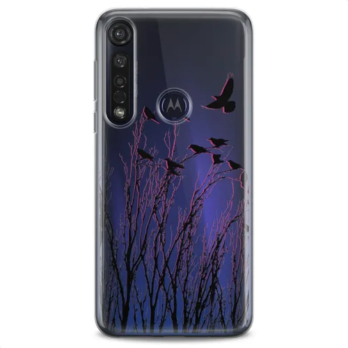 Vista 5 de Funda de TPU compatible con Motorola G9 G8 Plus G7 E20 P40 Z4 Edge 20 G22 Stylus Clear Pattern Phone Grand Cute Flock Ravens Slim Fit Soft Tree