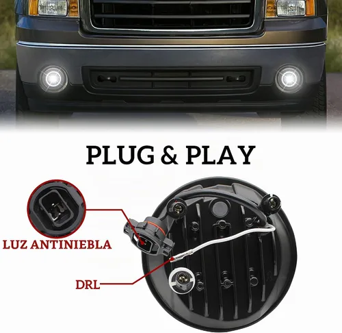 Vista 6 de Luces antiniebla LED con luces de circulación diurna para GMC Sierra 2007-2014, luces antiniebla de conducción con DRL para 2007 2008 2009 2010 2011