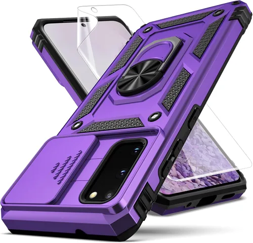 Vista 8 de Funda protectora resistente para Samsung Galaxy S20, funda protectora con cubierta deslizante para cámara deslizante, soporte giratorio magnético