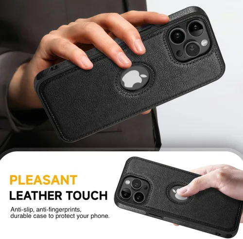 Vista 3 de Funda protectora de cuero de lujo con diseño único para iPhone 11 Pro Max, antideslizante, resistente a los arañazos, ultra delgada, funda Negro
