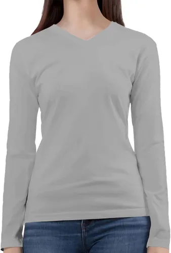 Vista 5 de BaHoki Essentials Camisetas de manga larga con cuello en V, gran pieza elástica y en capas, paquete de 2