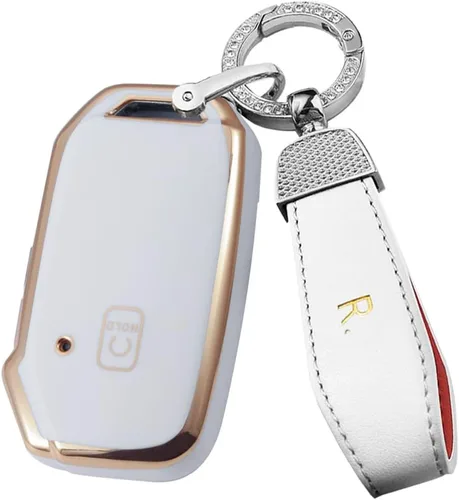 Vista 19 de ontto Llavero de 5 botones para llavero Kia Smart Remote con llavero para Sportage Stinger Cerato Ceed Forte TPU Key Bag Beige