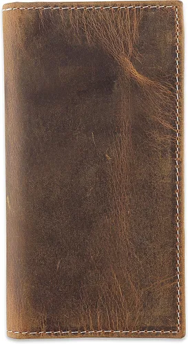 Vista 23 de F&L CLASSIC Billetera de cuero genuino RFID con aspecto vintage, billetera larga plegable para hombres, Retro Estilo cocodrilo marrón