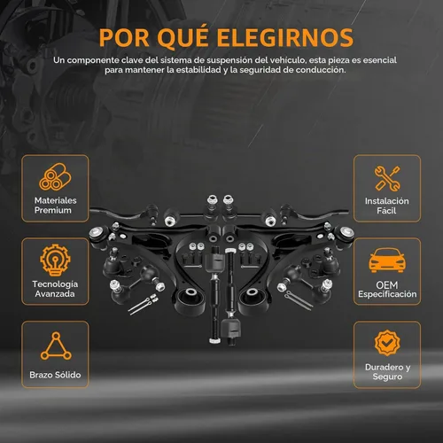 Vista 4 de Kit de 12 piezas de brazos de control inferiores delanteros para Honda Civic Non-Si 2006 2007 2008 2009 2010 2011 con rótulas + enlaces de extremo