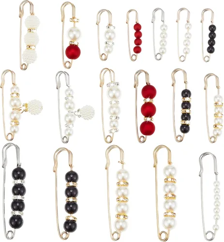 Vista 10 de Hicarer - Broches de seguridad con perlas para mujer, estilo brillante, 18