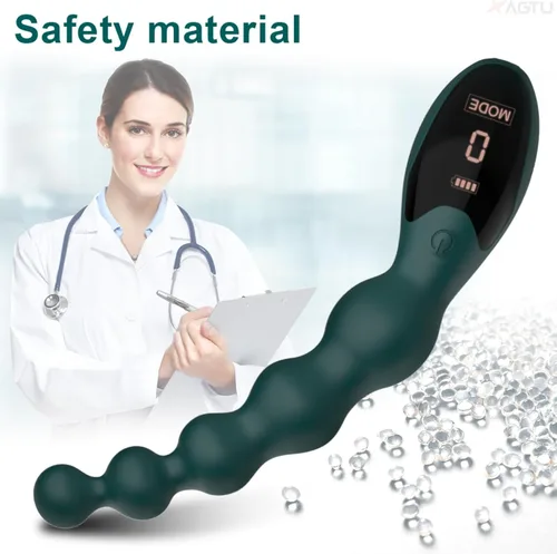 Vista 5 de Vibrador vibrador de cuentas anales para hombres y mujeres, vibrador anal, juguetes sexuales anales con pantalla digital LED