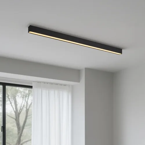 Vista 12 de Lámpara LED de techo negra, moderna y simple, instalación de superficie de techo de tira larga, adecuada para sala de estar, dormitorio, pasillo