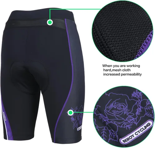 Vista 6 de beroy Cycling Shorts for Women with 3D Gel Pad Breathable Bike Shorts with Rear Mesh Panel