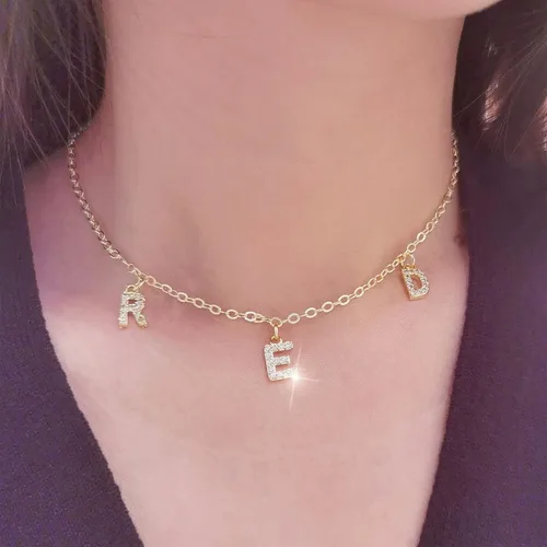 Vista 2 de Miss Pink Gargantilla para mujeres y niñas, collar de joyería para amantes de la música, regalo inspirado en fanáticos, collar del zodiaco