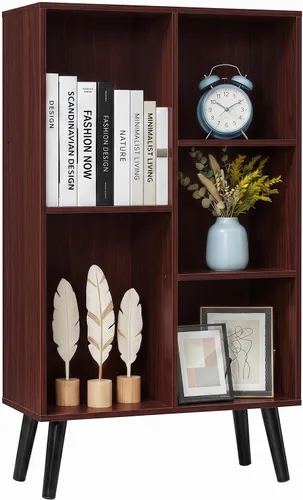 Vista 45 de YAHARBO Estantería de 2 cubos, soporte para tocadiscos negro con almacenamiento de vinilo de hasta 100 álbumes, estante horizontal para libros