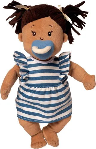 Vista 4 de Manhattan Toy Baby Stella - Muñeca suave de 15 pulgadas, color beige con pelo castaño