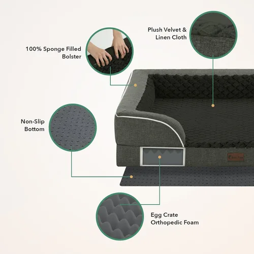 Vista 46 de Camas ortopédicas para perros grandes, cama de espuma viscoelástica impermeable para mascotas grandes con lados 89x56 cm, sofá para perros grandes