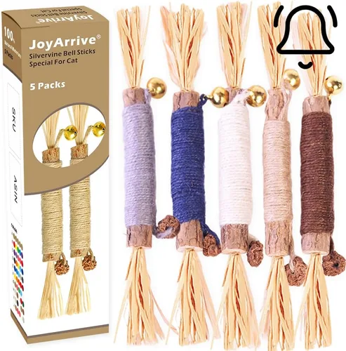 Vista 9 de Silvervine Natural Matatabi Bell Sticks - Juguetes masticables para gatos con golosina de algodón, cuidado de limpieza dental duradera