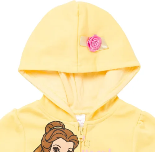 Vista 3 de Disney Princesa Moana Cenicienta Belle - Sudadera con capucha con cremallera y peplum para niños grandes Naranja