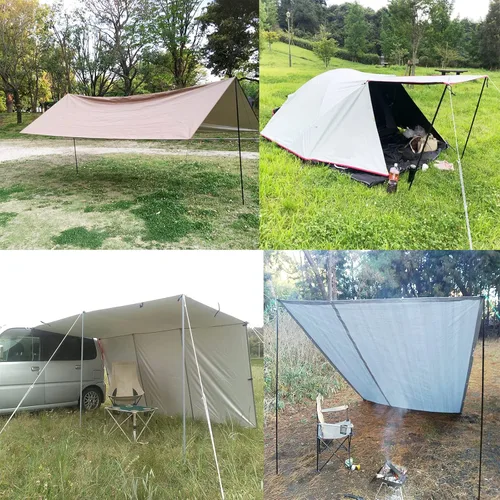 Vista 6 de Tent Poles Adjustable Tarp Poles Steel Rods for Tarp Canopy Camping Replacement Set of 2 +Pegs & Reflective Ropes