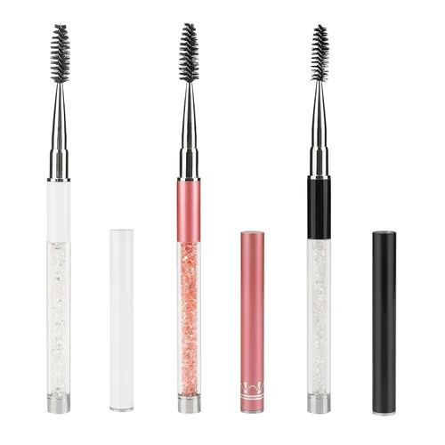 Vista 7 de G2PLUS 3 cepillos de cejas con tapa, cepillo portátil y flexible, cepillos de rímel de pestañas, aplicador, herramientas de maquillaje para Negro