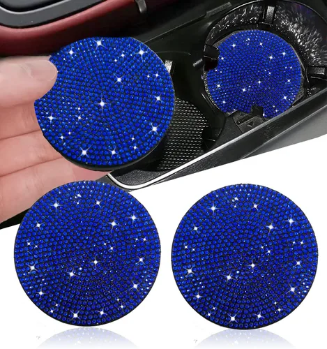 Vista 29 de NBTEPEM 2 posavasos de auto con diamantes de imitación, 2.75 pulgadas, antideslizantes, a prueba de golpes, universal, a la moda, para auto