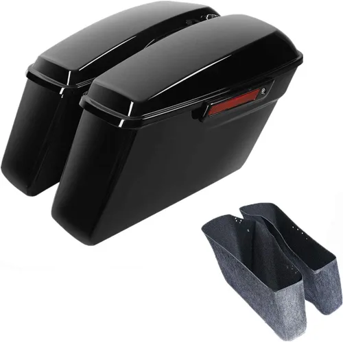 Vista 12 de Green-L Alforjas duras de color negro mate para Harley Touring Road King Street Glide Electra Ultra 2014-2024 Mate negro