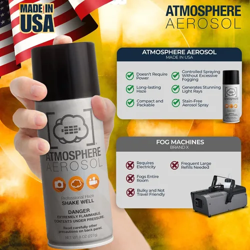 Vista 2 de Atmosphere Aerosol - Paquete de 2 aerosoles de niebla/niebla para fotografía, alternativa segura y portátil a máquina de niebla pequeña – Creador