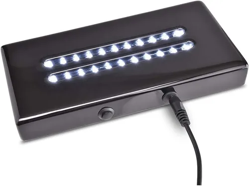Vista 5 de Base Iluminada de 20 LED para Arte de Vidrio - Base de Soporte de Luz Blanca Satinada Rectangular en Negro Mate para Arte de Vidrio 3D, Decoración