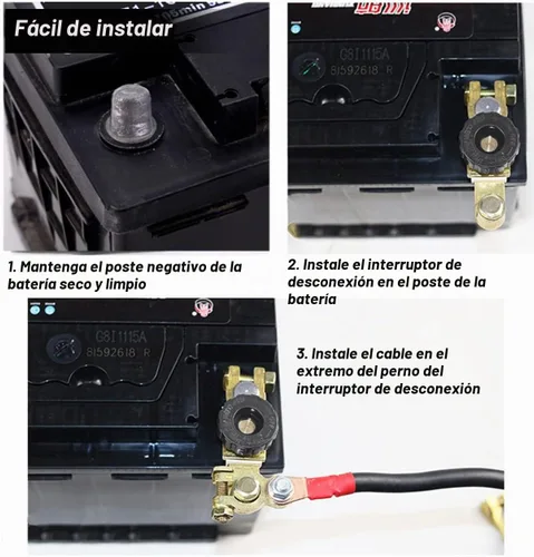 Vista 5 de Interruptor de desconexión de batería de poste superior - Interruptor de corte de batería de desconexión rápida para automóvil, camión, marina, casa
