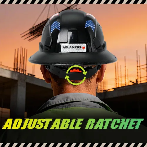 Vista 7 de Cascos De Construcción de ala completa Cascos de seguridad aprobados por OSHA con visera transparente - Casco de seguridad de construcción ventilado