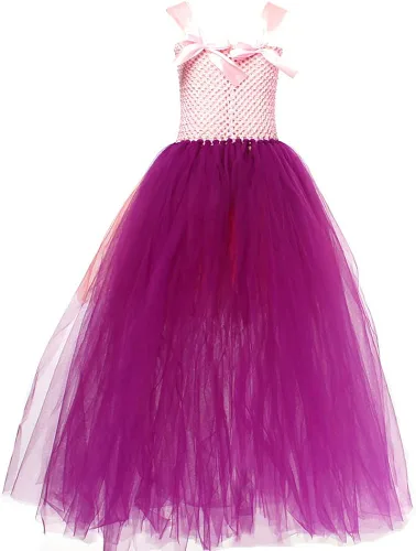 Vista 3 de Disfraz de bruja de Halloween para niños y niñas, vestido de tul, vestido de niña con accesorios, trajes para fiestas infantiles, festivales, cosplay