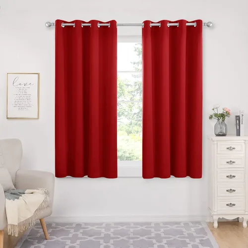 Vista 207 de Deconovo Cortinas opacas 100% con forro negro, cortinas con ojales aisladas térmicamente que reducen el ruido, doble capa para oscurecer
