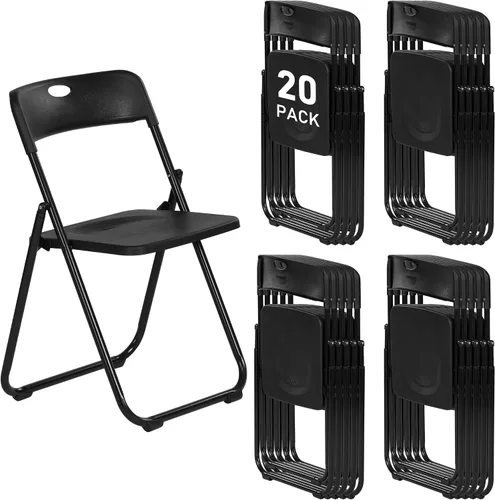 Vista 15 de Paquete de 6 sillas plegables de plástico negro, silla plegable Nuevo Negro