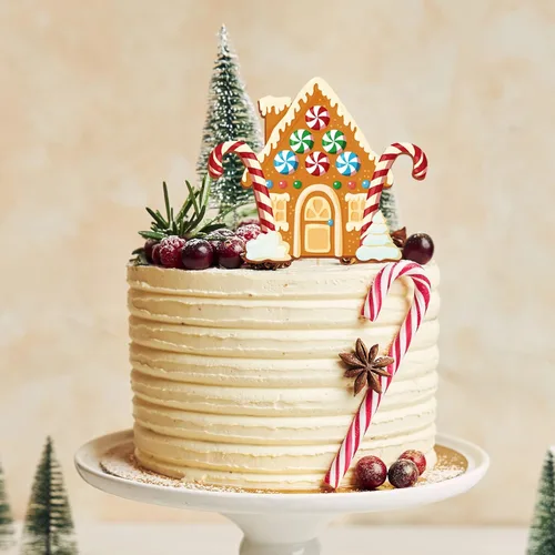 Vista 5 de AnyDesign 48 adornos de Navidad para cupcakes con palos y punta de pegamento, 7 diseños de hombre de jengibre, lindos adornos de comida de Navidad