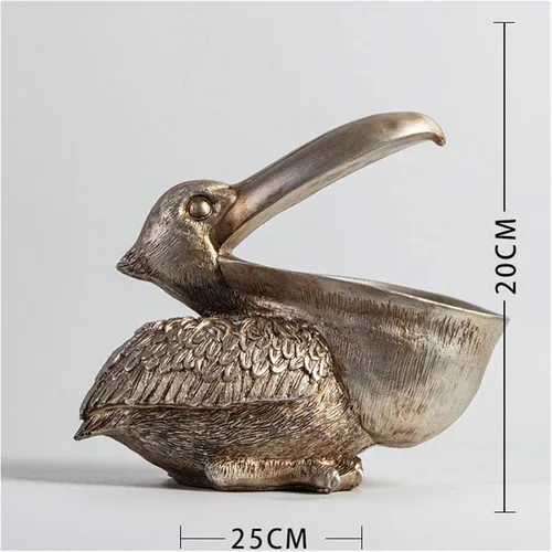 Vista 4 de LQX Estatua de almacenamiento de llaves de escritorio, escultura de almacenamiento de resina, estatua de decoración de pelícano modelo A 25 20c