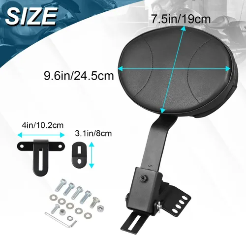 Vista 7 de Respaldo de conductor ajustable enchufable para motos AUFER, compatible con modelos Touring 1997-2024 Road King, Street Glide, Road Glide, Electra