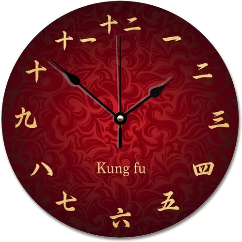 Vista 10 de Reloj de pared con números Kanji vintage, estilo rústico, elegante, de madera, 10 silenciosos, sin tictac, de cuarzo, funciona con pilas, para sala