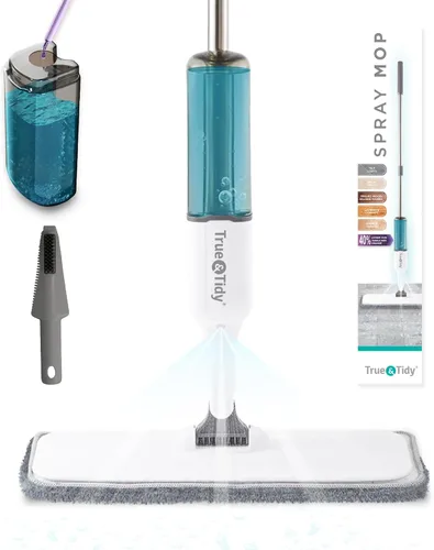 Vista 11 de True & Tidy® 2 piezas de repuesto de almohadilla de fregona de microfibra para rociador SPRAY-250 multisuperficie con botella de agua recargable