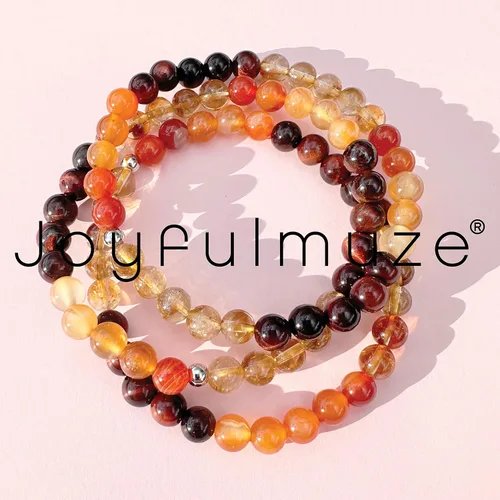 Vista 2 de Pulsera con cuentas de gemas naturales, ojo de tigre, hematita, ágata negra, granito, sándalo, piedra de lava, joyería elástica hecha a mano