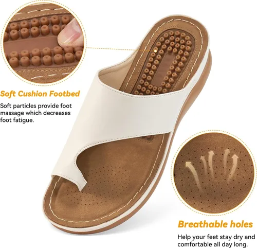 Vista 13 de Sandalias ortopédicas de cuña para mujer: cómodas y elegantes sandalias de verano para mujer, cómodas y casuales para caminar con plataforma