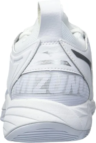 Vista 3 de Mizuno Wave Momentum - Tenis de voleibol para mujer 7 1 2 0750, color blanco y plateado, talla 7.5 de EE. UU