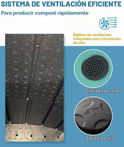 Vista 3 de Cubo de compost aislado con sistema de ventilación - Compostaje rápido durante todo el año, con un reservorio en la parte inferior diseñado