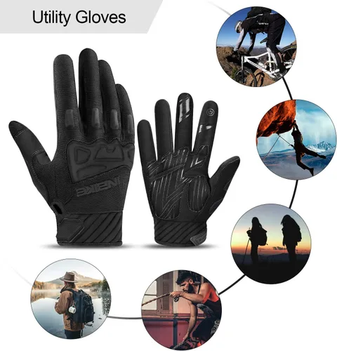 Vista 7 de INBIKE - Guantes para bicicleta de montaña para hombres con protección para nudillos, acolchados, guantes de ciclismo transpirables para MTB