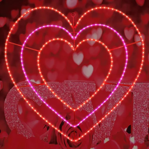 Vista 11 de Decoración de silueta de ventana de corazón rojo iluminado 50L para el día de San Valentín, corazón de luces de San Valentín Corazón rojo de 50 LED