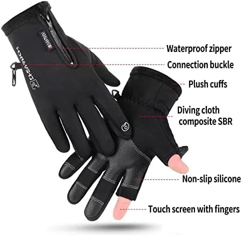 Vista 3 de Guantes cálidos de invierno, correr, senderismo, pesca, guantes de pantalla táctil para dedos