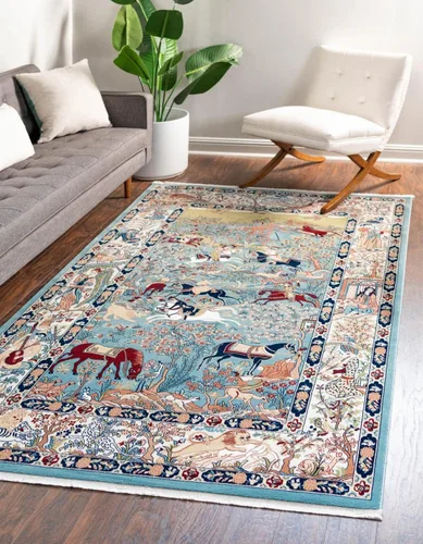 Vista 27 de Unique Loom Narenj Collection - Alfombra de área Birmingham (octágono de 5 pies 1 pulgada, azul/borgoña)