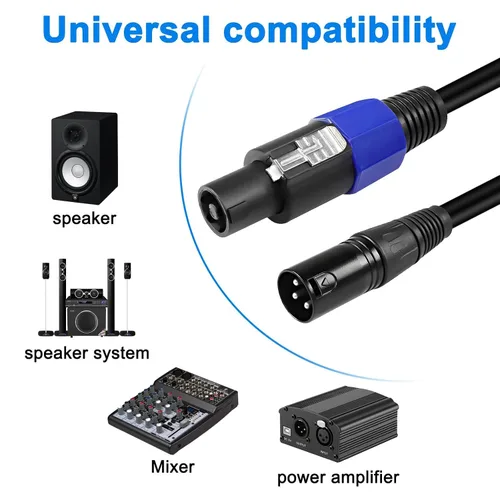 Vista 5 de XMSJSIY Speakon a XLR Cable Audio Jack Speakon Macho a XLR 3Pin Macho Extensión de micrófono Cable extensor de conector de micrófono Cable