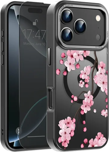 Vista 24 de Goodon para iPhone 15 Pro Max con protector de pantalla de privacidad, compatible con Magsafe, funda translúcida mate a prueba de golpes - Linda