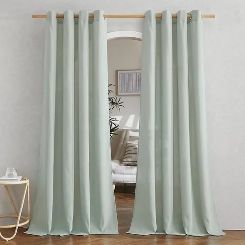 Vista 103 de NICETOWN - Cortinas de lino angora para ventana de cocina sobre el fregadero, con ojales, lino grueso angora, tratamientos cortos para ventanas