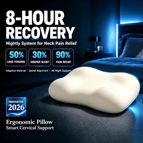 Vista 2 de Almohada cervical para aliviar el dolor de cuello, almohada ergonómica para dormir de lado y dormir profundo Blanco